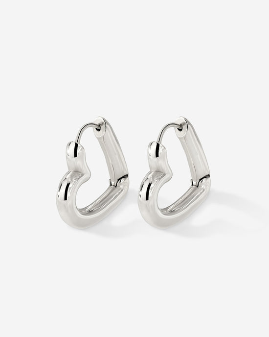 Phat Heart Hoops Small Silver