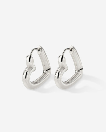 Phat Heart Hoops Small Silver