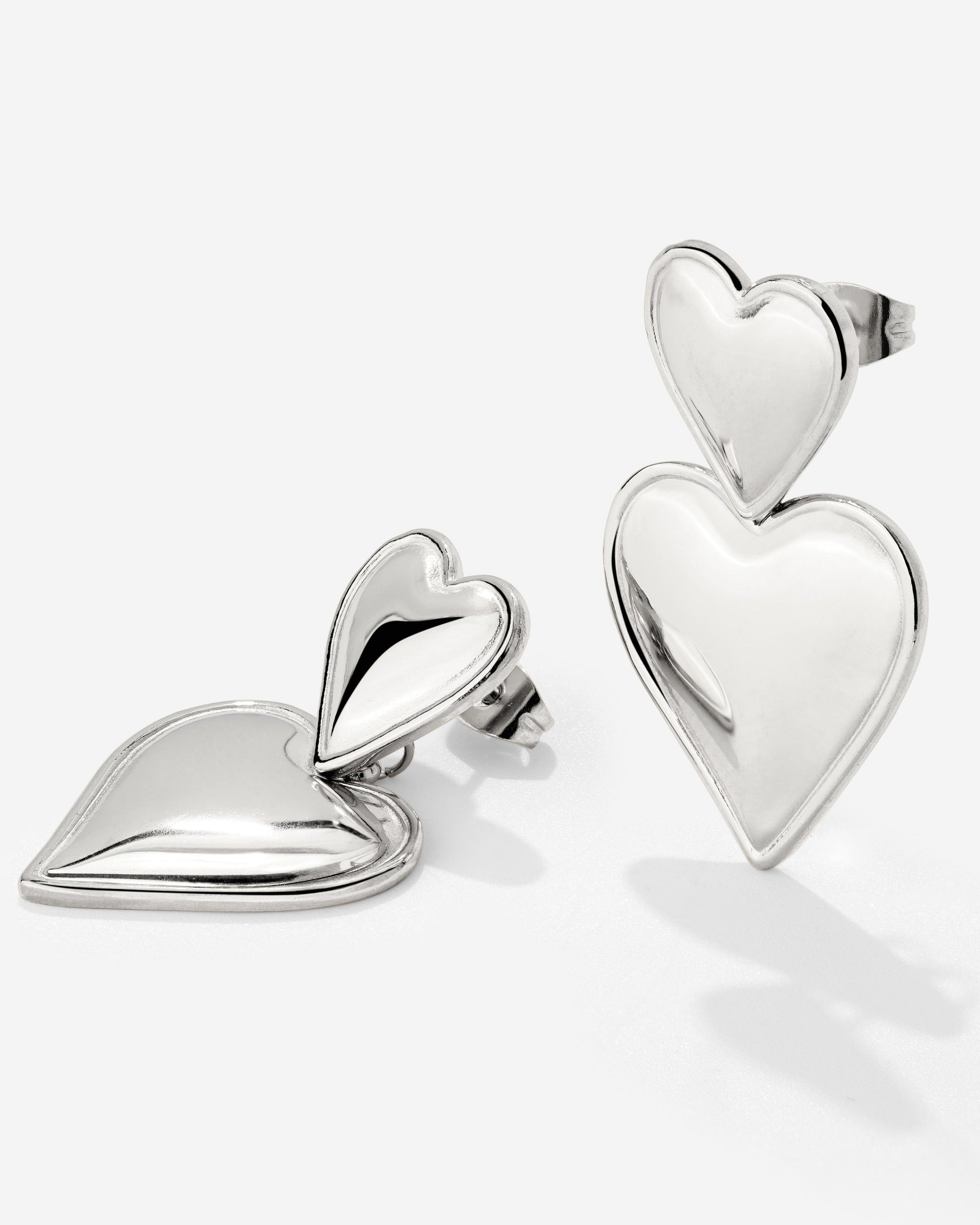 Pillow Hearts Earrings Silver