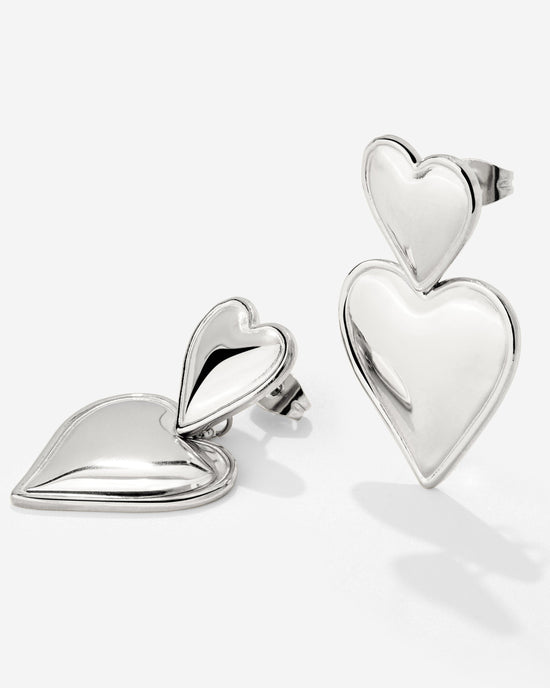 Pillow Hearts Earrings Silver