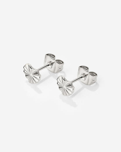 Glass Heart Studs Silver