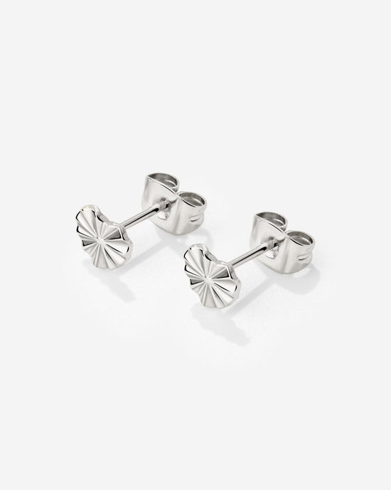 Glass Heart Studs Silver