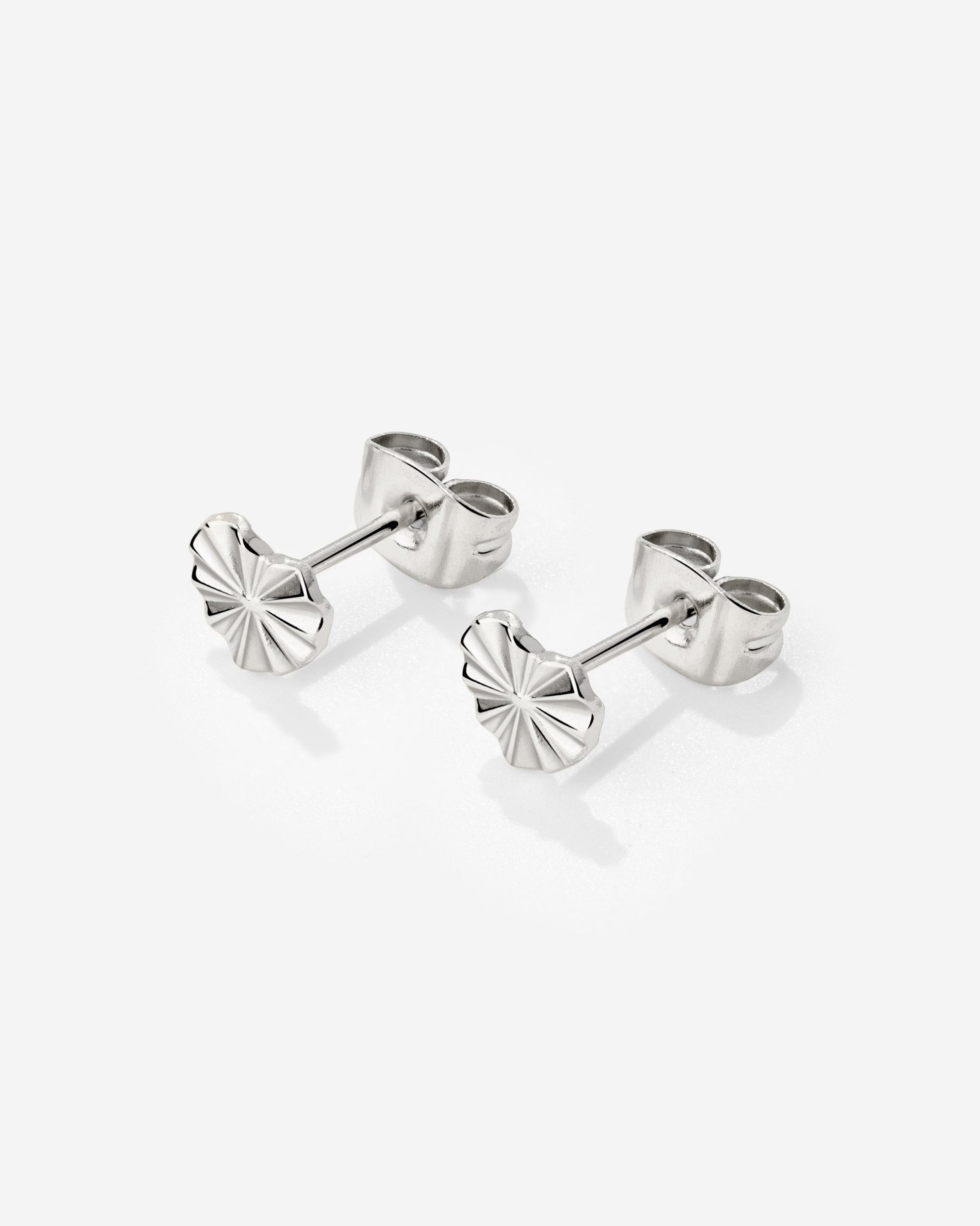 Glass Heart Studs Silver