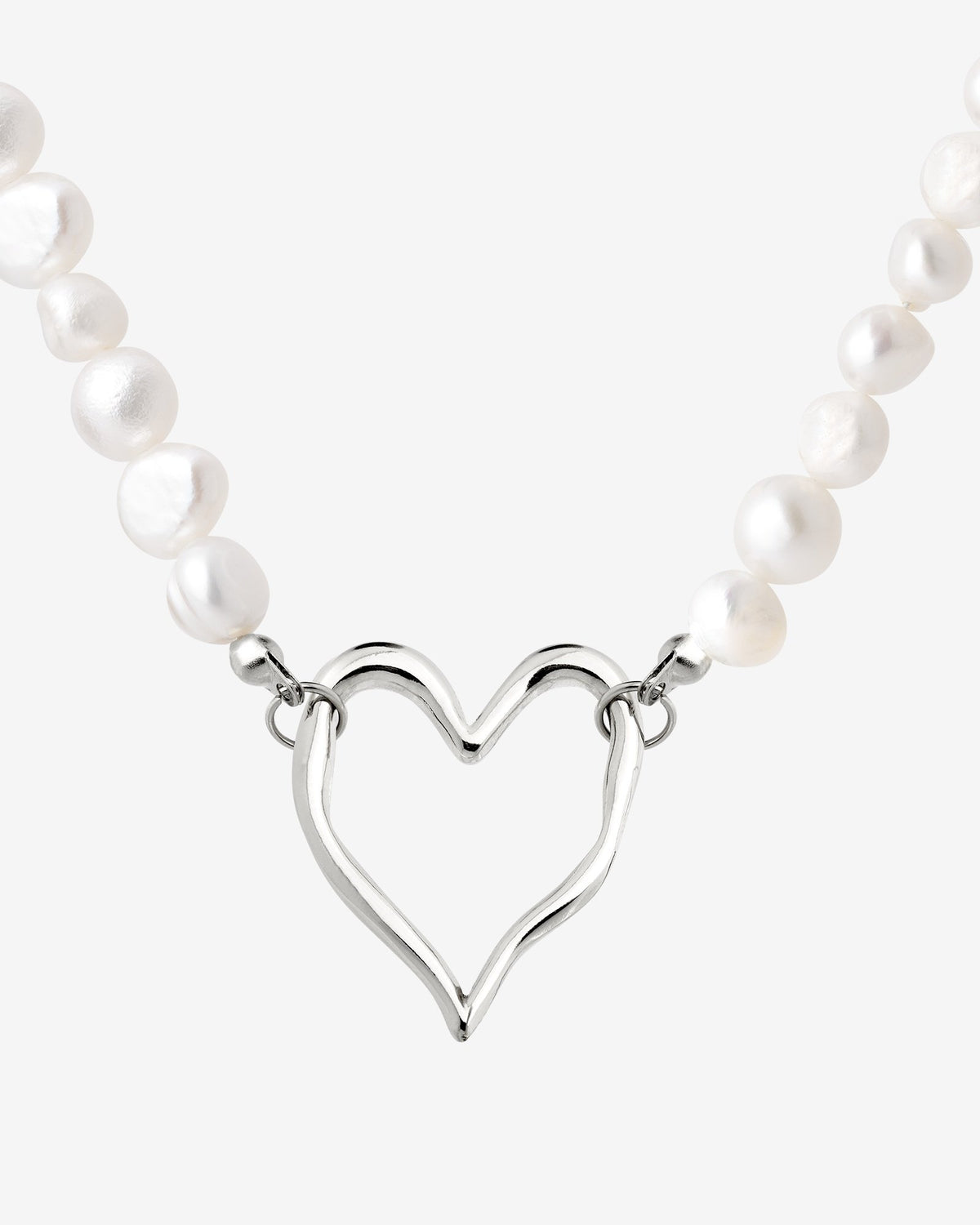 Melting Heart Pearl Necklace Silver