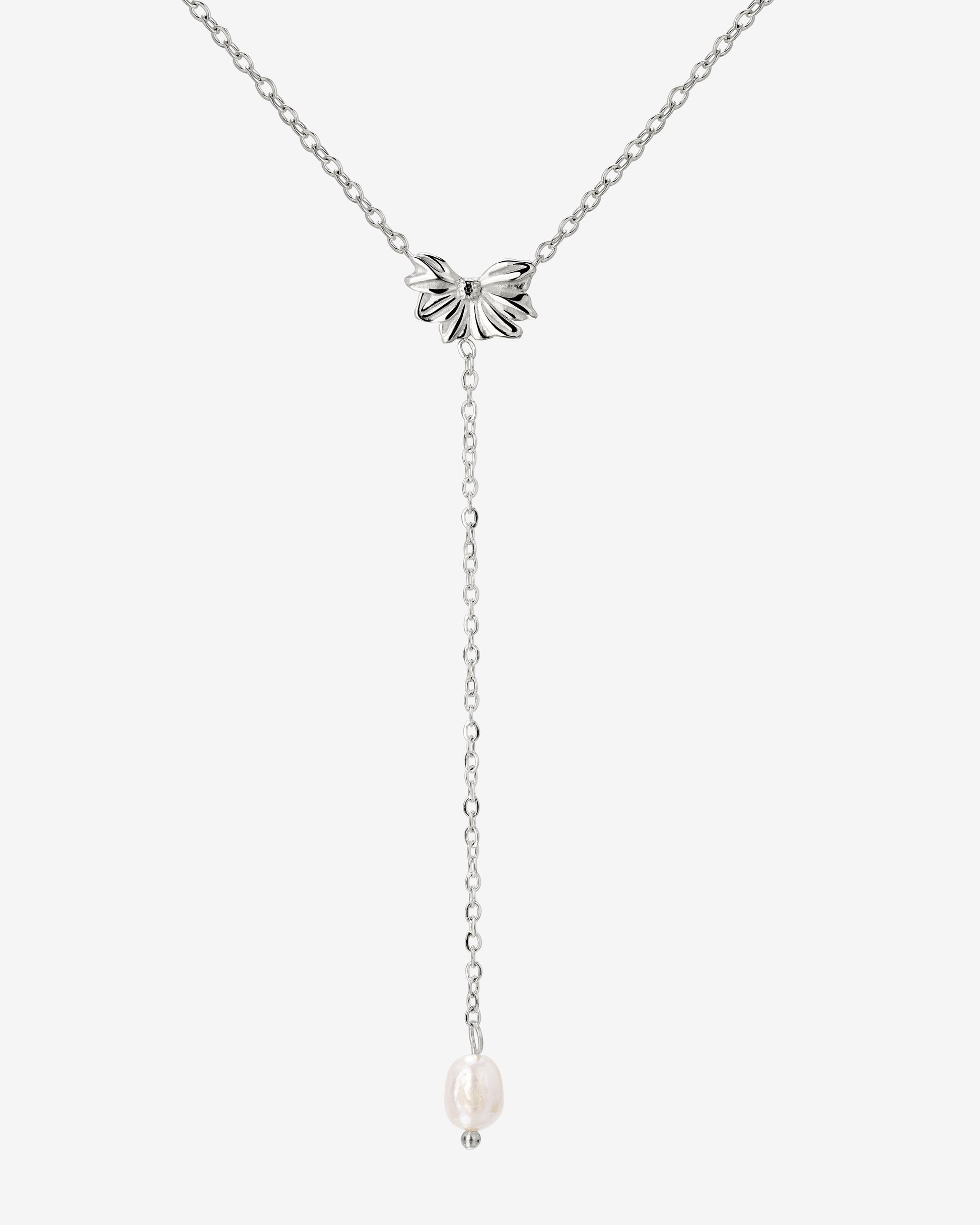 Petal Pearl Y-Necklace Silver