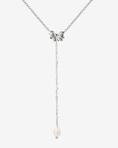 Petal Pearl Y-Necklace Silver