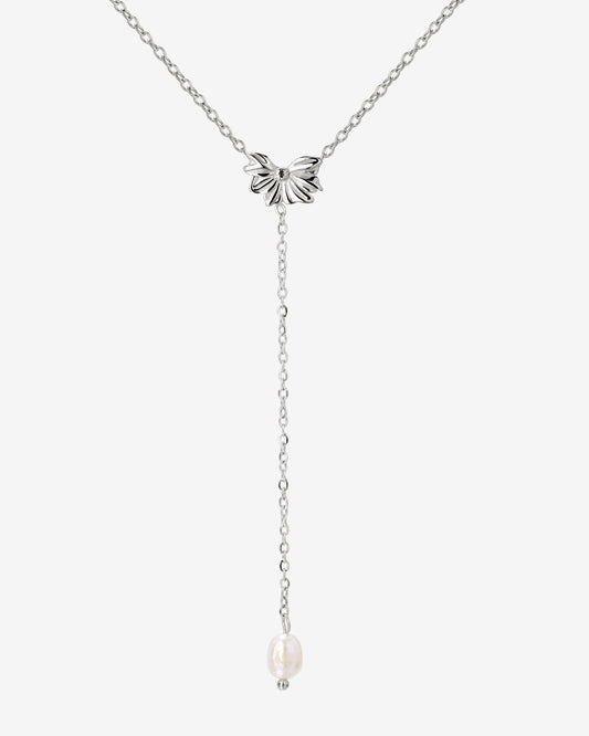 Petal Pearl Y-Necklace Silver