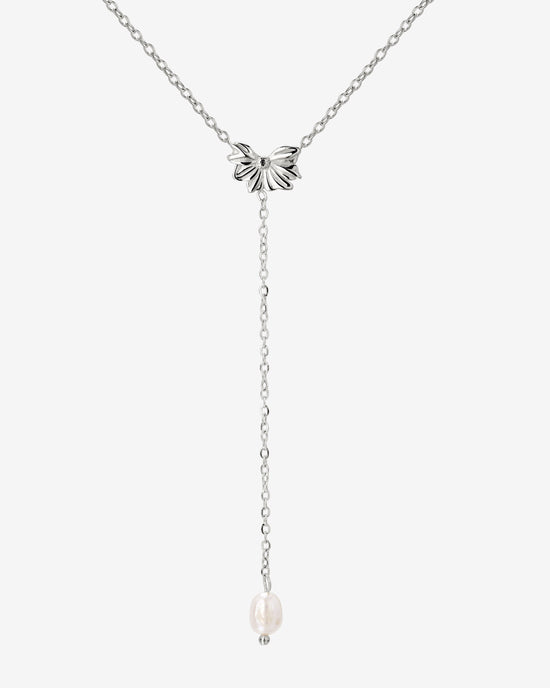 Petal Pearl Y-Necklace Silver