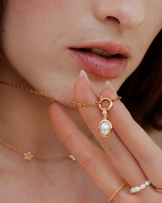 Glazed Singapore Chain Necklace Set Rose Gold