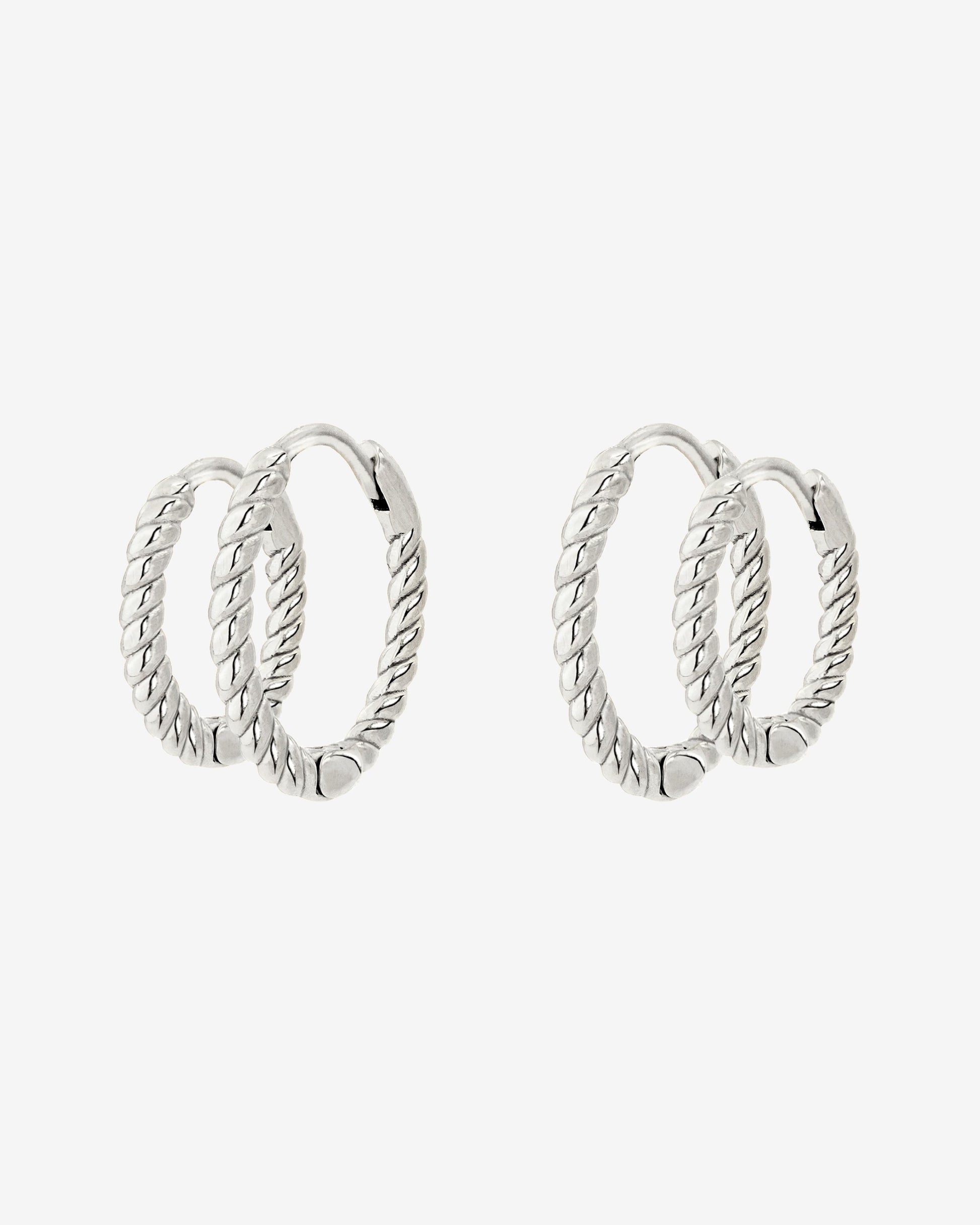 Twisted Hoop Set Small Silver
