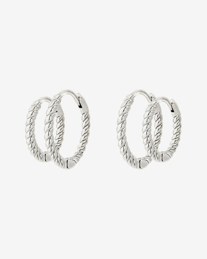 Twisted Hoop Set Small Silver