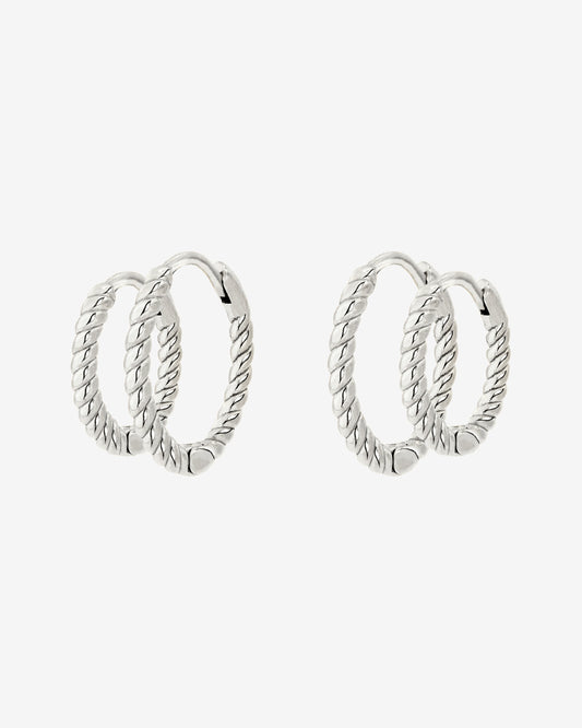 Twisted Hoop Set Small Silver
