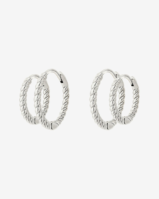 Twisted Hoop Set Small Silver