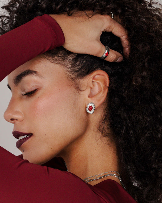 Scarlet Treasure Studs Silver