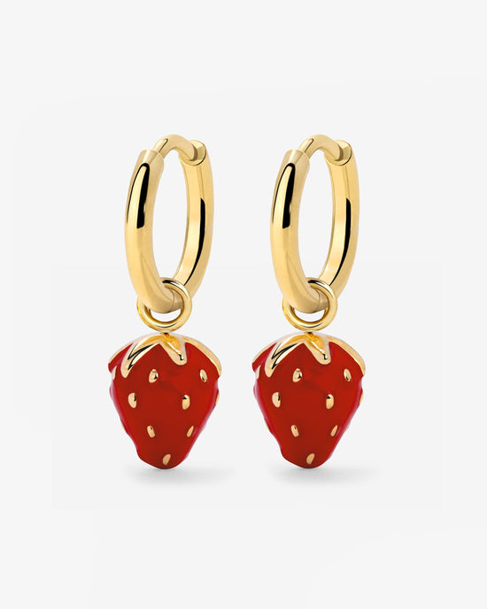 Strawberry Hoop Set Small Gold