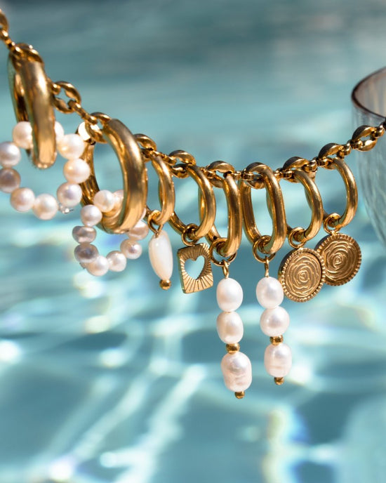 Pearly Donut Hoop Set Rose Gold