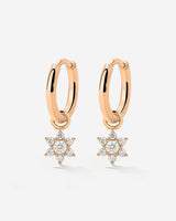 White Petal Hoop Set Small Rose Gold