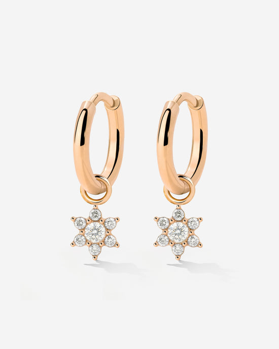 White Petal Hoop Set Small Rose Gold