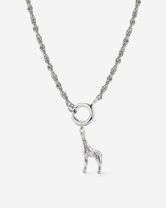 Giraffe Rope Chain Necklace Set Silver
