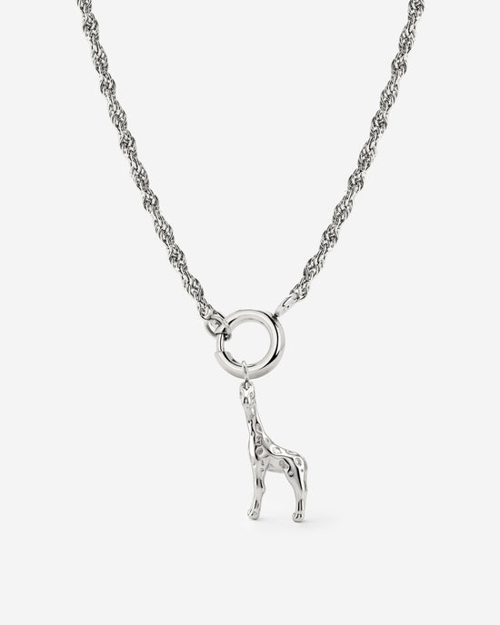 Giraffe Rope Chain Necklace Set Silver