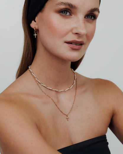 Saints Cross Necklace Rose Gold
