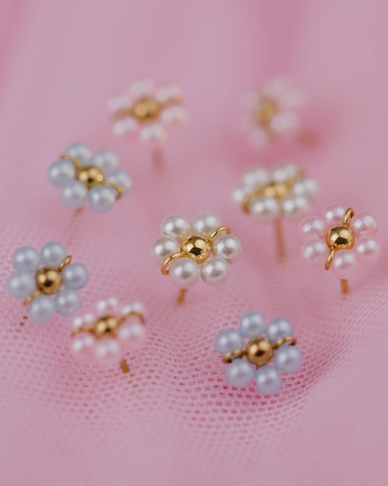 Pretty Pink Daisy Studs Silver