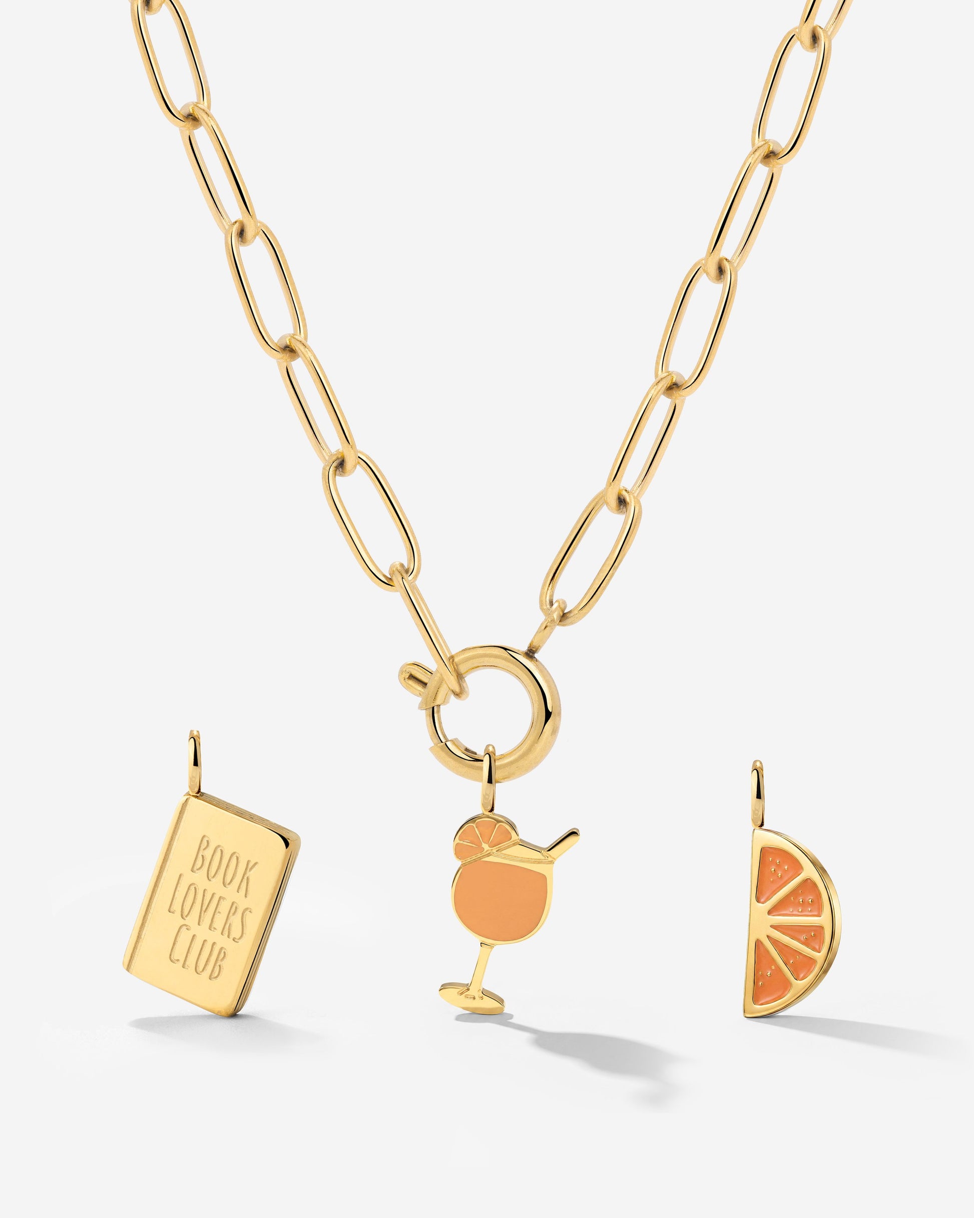 Oval Link Charm Necklace Set