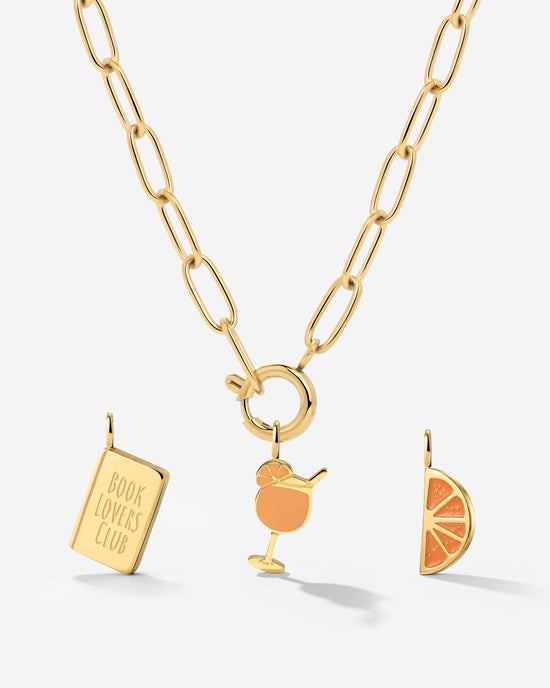 Oval Link Charm Necklace Set