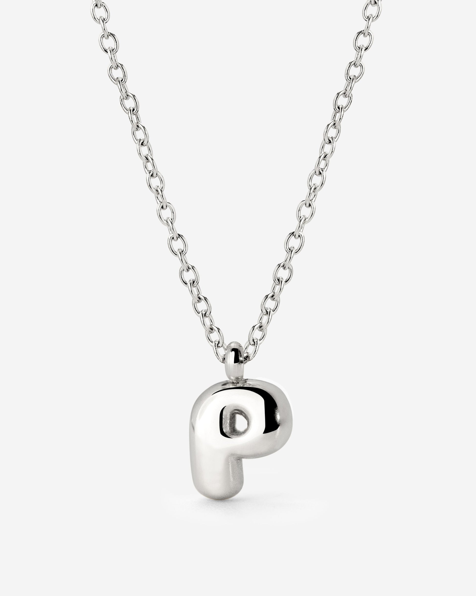 Bubble Letter Necklace Silver
