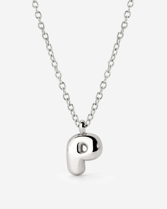 Bubble Letter Necklace Silver