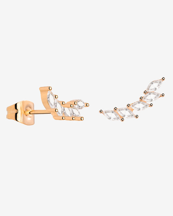 Sparkle Leaf Studs Rose Gold