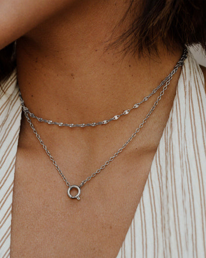 Classic Chain Charm Necklace Silver