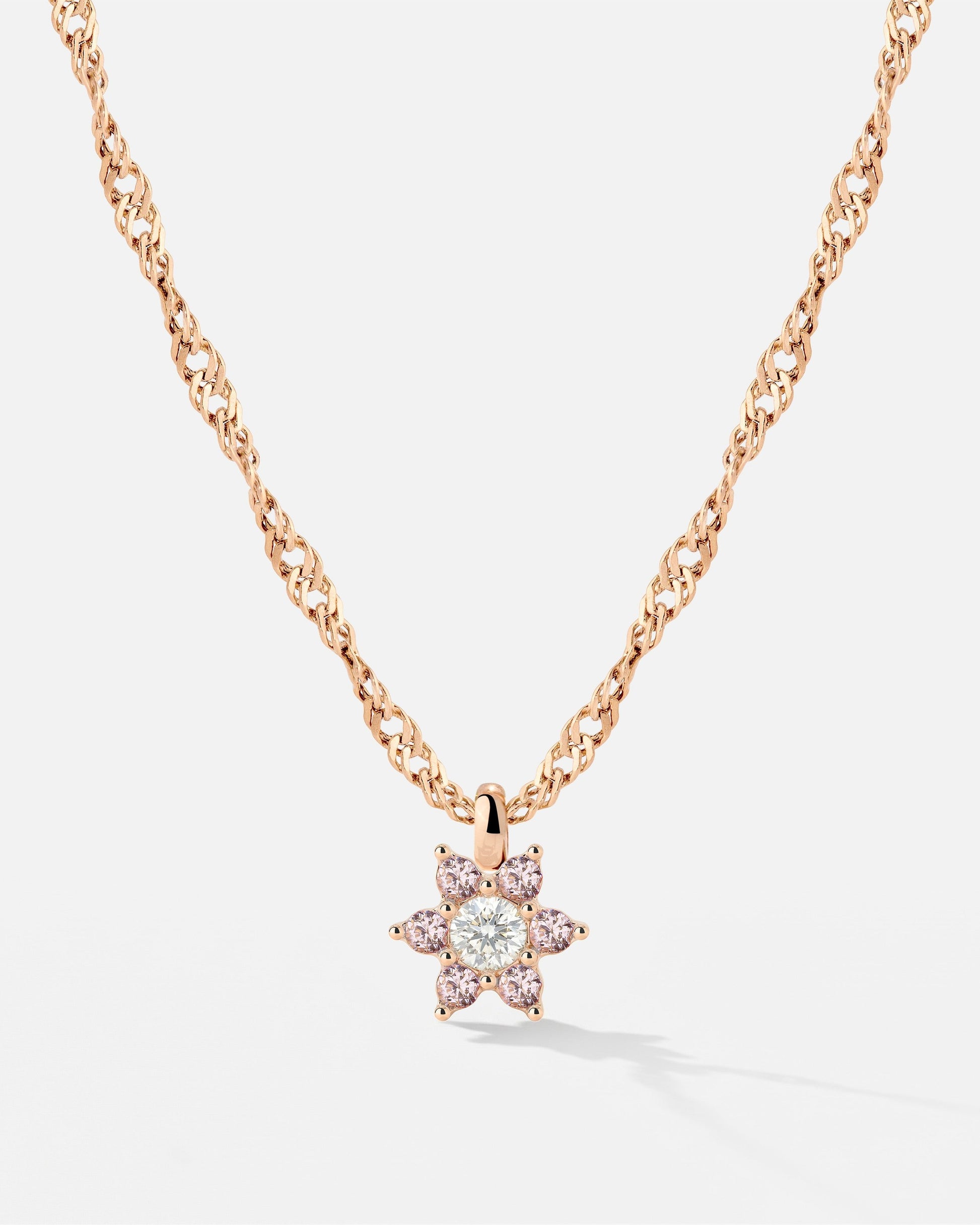 Sparkling Pink Petal Necklace Rose Gold