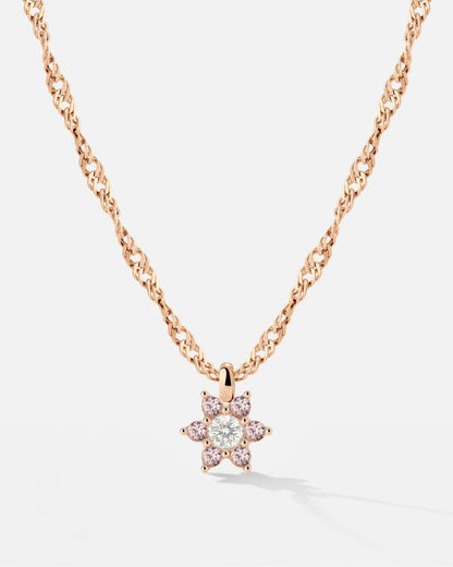 Sparkling Pink Petal Necklace Rose Gold