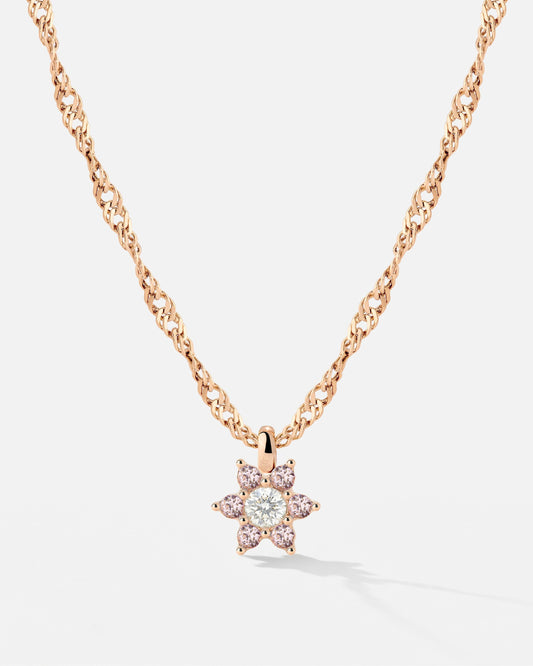 Sparkling Pink Petal Necklace Rose Gold
