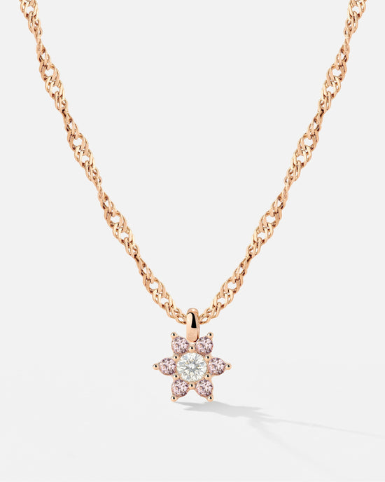Sparkling Pink Petal Necklace Rose Gold