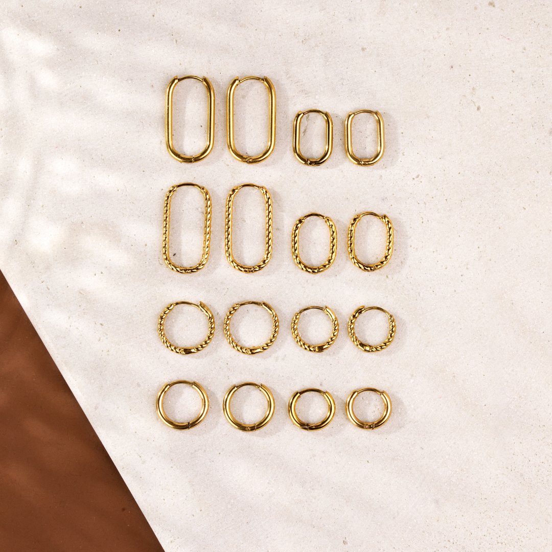 Oval Clean Hoop Set Gold