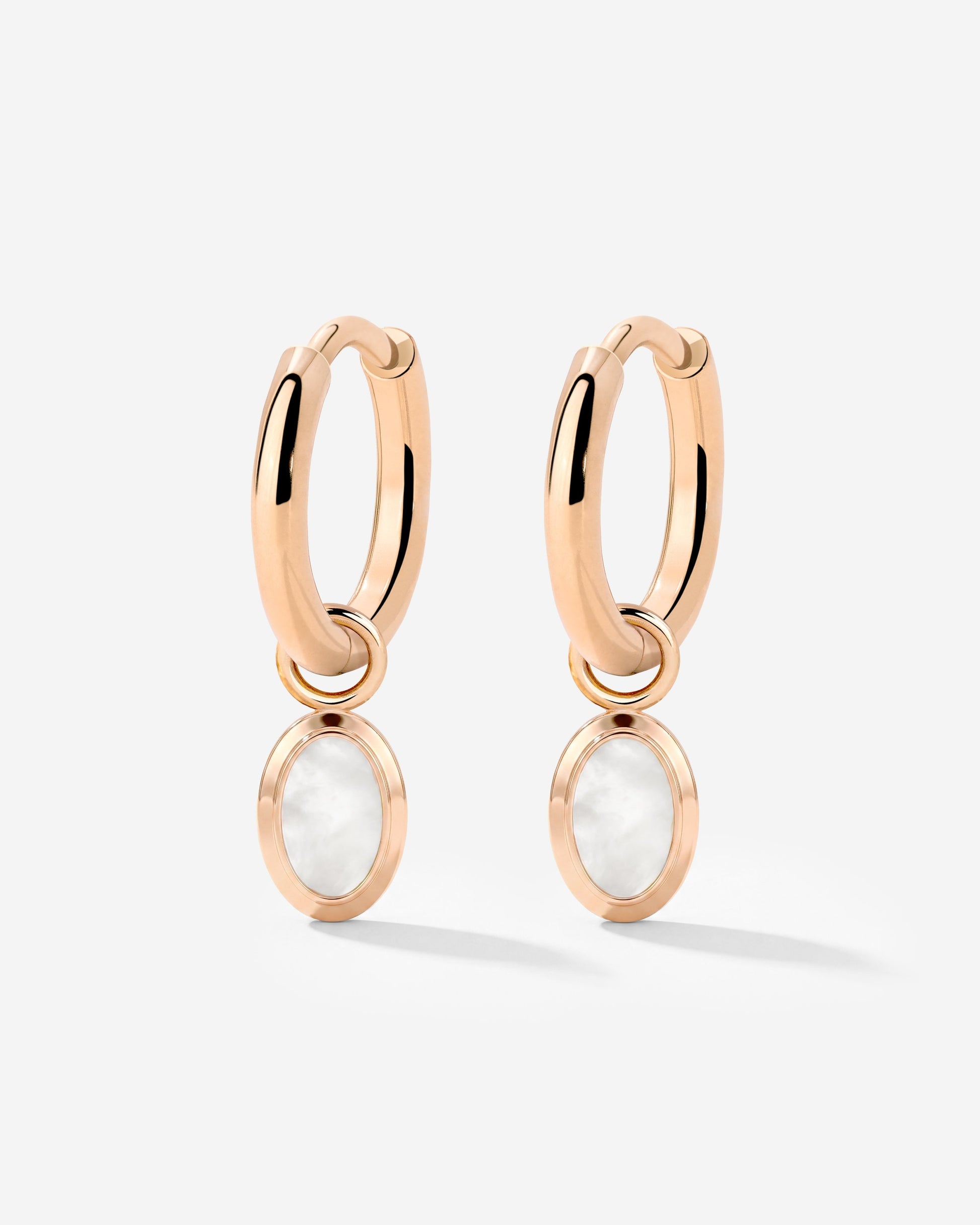Mother of Pearls Hoop Set Rose Gold
