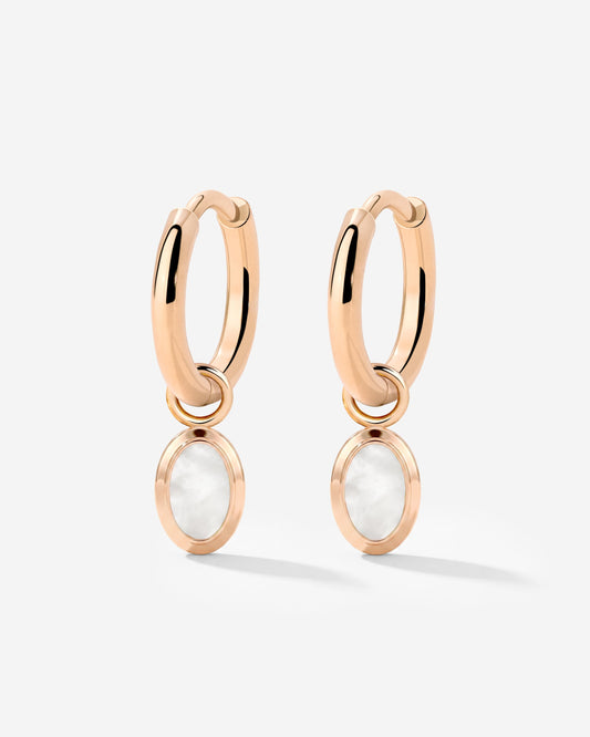 Mother of Pearls Hoop Set Rose Gold