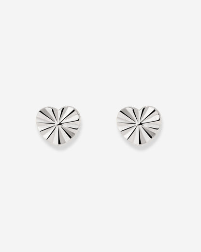 Glass Heart Studs Silver