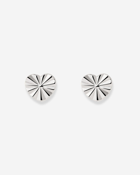 Glass Heart Studs Silver