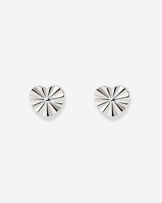 Glass Heart Studs Silver
