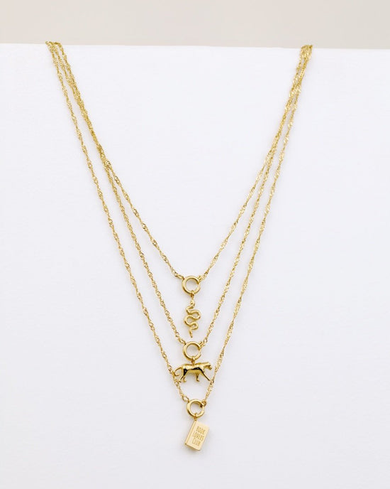 Leopard Singapore Chain Necklace Set Silver