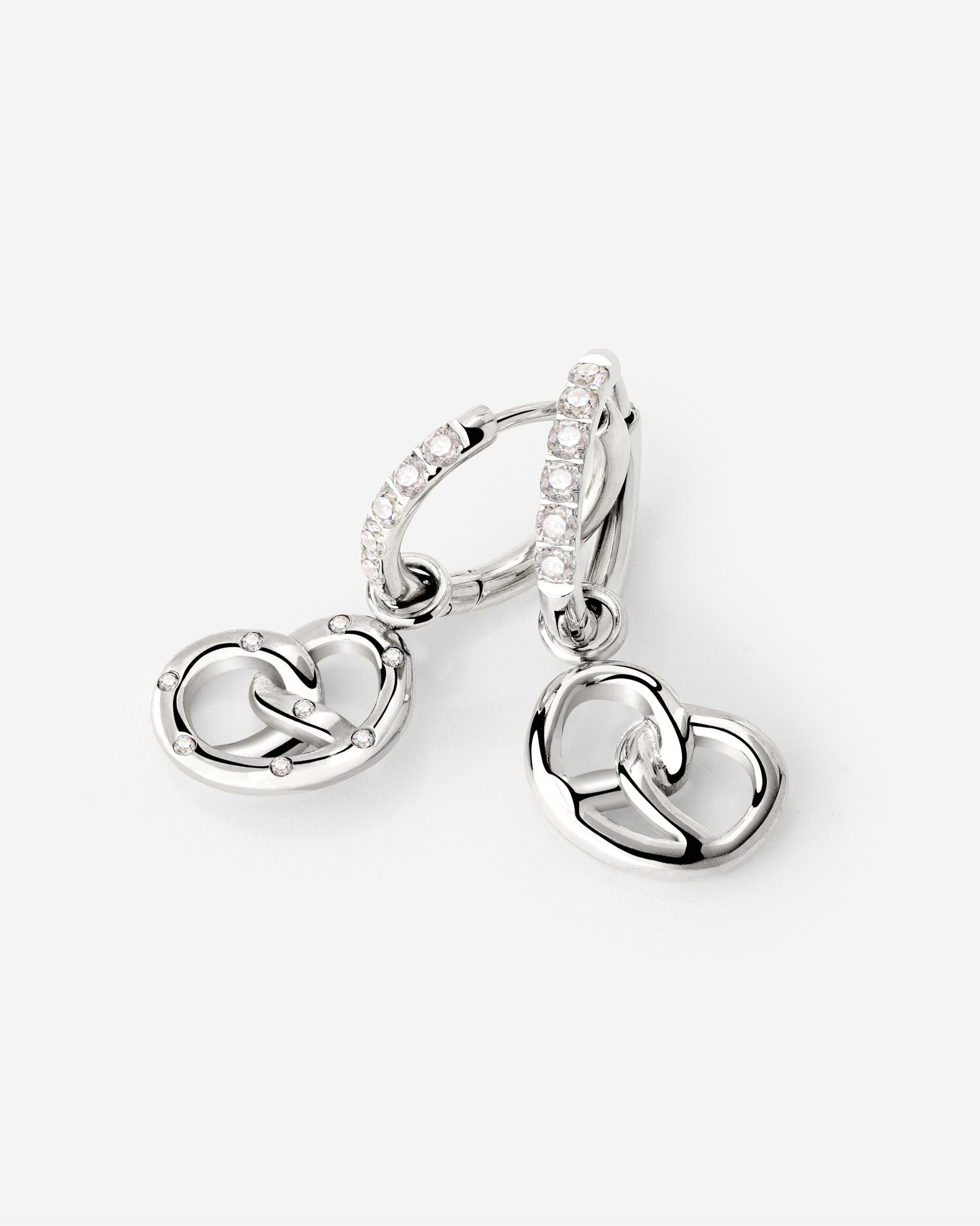 Bedazzled Pretzel Glimmer Hoop Set Small Silver