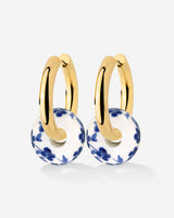 Chunky Flower Tile Hoop Set Medium gold