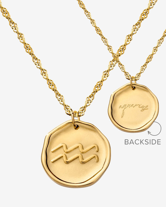 Zodiac Necklace – Aquarius Gold