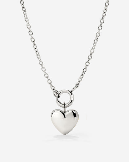 Lovely Heart Classic Chain Necklace Set Silver