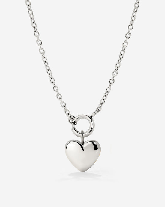Lovely Heart Classic Chain Necklace Set Silver