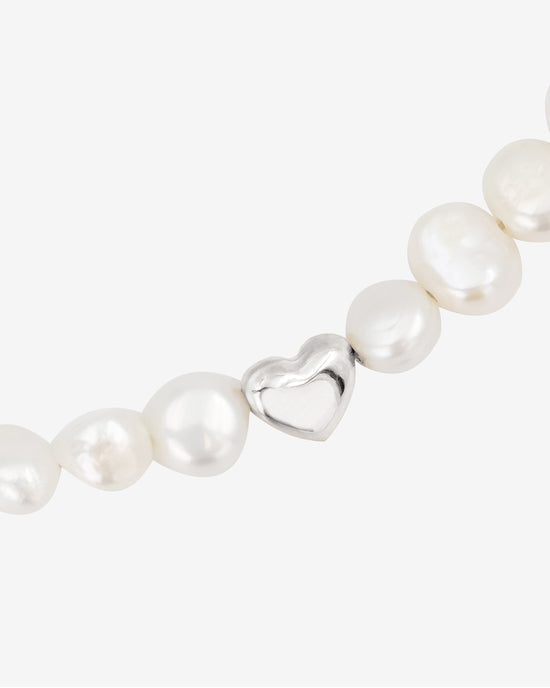 Retro Love Pearl Necklace Silver