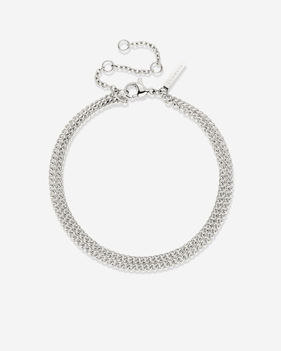 Curb Chain Double Bracelet Silver